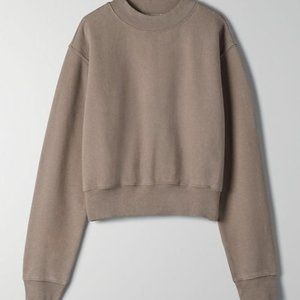 Aritzia TNA COZYAF Perfect Shrunken Sweatshirt - Turner Taupe XS